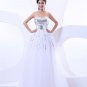 Strapless Gauze Ruffle Beading Floor Length Prom Dresses