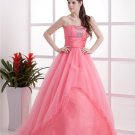 Grenadine Satin Bead Strapless Floor Length Cocktail Prom Dresses