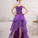 Stylish Ruffle Floor Length Beading Strapless Cathedral Train Sateen Gauze Prom Dresses