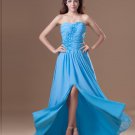 Chiffon Ruffle Beading Embroidered Sweetheart Asymmetrical Length High Low Slit Prom Dress