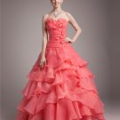 Ball Gown Sweetheart Floor Length Ruffles Applique Beading Pleated Organza Women Quinceanera Prom Dr