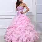 Ball Gown Taffeta Organza Beading Applique Ruffle Sweetheart Floor Length Quinceanera Prom Dresses