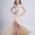 Sheath Beaded Sweetheart Chapel Train Chiffon Prom Dress