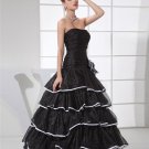 Ball Gown Strapless Pleated Layered Flower Floor Length Organza Silk Charmeuse Woman Quinceanera Pro