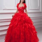 Ball Gown Organza Ruffle Beading Applique Sweetheart Floor Length Quinceanera Prom Dresses