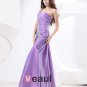 Taffeta Applique Ruffle One Shoulder Floor Length Prom Dresses