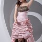 Taffeta Ruffle Flower Floor Length Leopard Prom Dress
