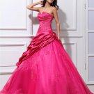 Ball Gown Taffeta Flower Ruffle Pattern Beading Women Quinceanera Prom Dresses