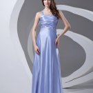 One Shoulder Beading Pleated Ankle Length Charmeuse Woman Prom Dress