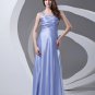 One Shoulder Beading Pleated Ankle Length Charmeuse Woman Prom Dress