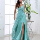 One Shoulder Neckline Sleeveless Floor Length Beading Pleated Chiffon Woman Prom Dresses