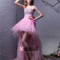 Elegant Yarn Charmeuse Bowknot Beaded Strapless Asymmetrical Women Prom Dress