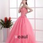 Ball Gown Satin Yarn Ruffle Beading Sweetheart Floor Length Quinceanera Prom Dress