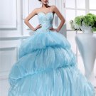 Ball Gown Sweetheart Sleeveless Chapel Train Organza Beading Womens Quinceanera Prom Dresses