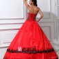 Ball Gown Taffeta Yarn Applique Beads Strapless Floor Length Quinceanera Prom Dresses