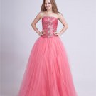 Taffeta Yarn Beading Strapless Floor Length Prom Dresses