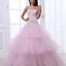 Ball Gown Elegant Yarn Layered Sweetheart Straps Floor Length Quinceanera Prom Dress