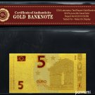EURO 5 Gold Banknote Plated With 99.9% 24K Gold With COA *NEW DESIGN* *New & Rare*