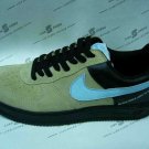 Nike Air Force 1 - Beige Suede/Black/Carolina Blue Low