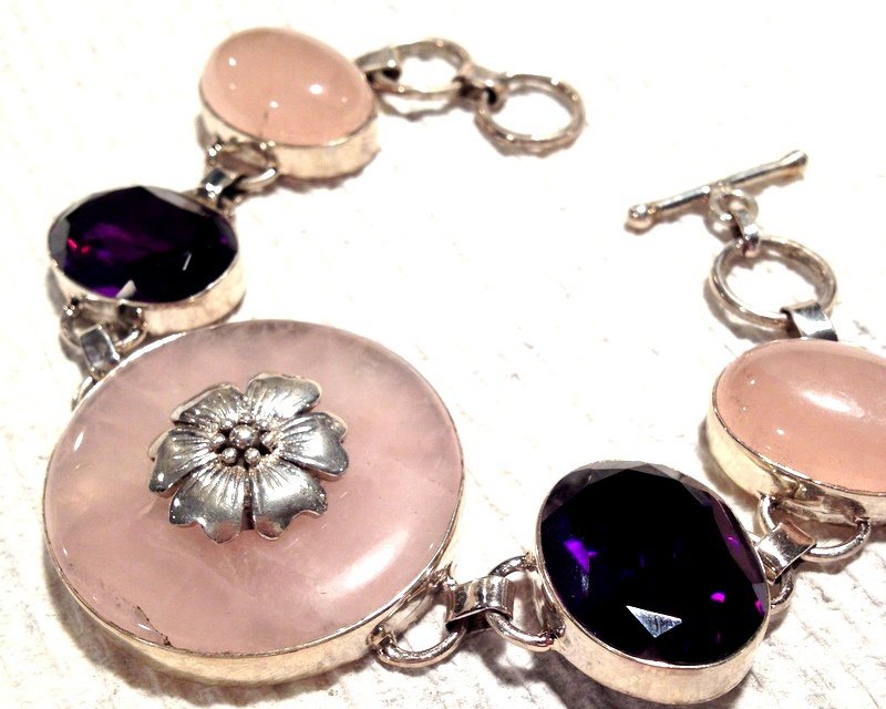 Metaphysical Jewelry Healing Love Crystals Purple Pink Rose Quartz ...