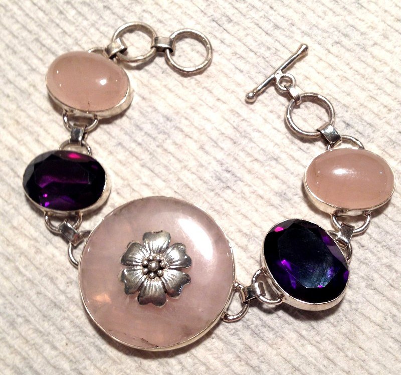 Metaphysical Jewelry Healing Love Crystals Purple Pink Rose Quartz ...