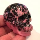 Crystal Skulls Realistic Pink Black Rhodonite Crystal Healing Skull Intuition Activates Pineal Gland
