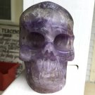 Large 5" Fluorite Crystal Skull Psychic vision Clear Purple Crown Third Eye Chakra Healing