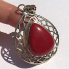 Large .925 Silver Red Jasper Gemstone Power Pendant Kundalini Root Chakra Sterling Jewelry