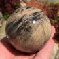 2.25" Peach Black Moonstone Sphere Prosperity Energy Generator Crystal Ball Orb Abundance Crystals
