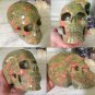 5.1" Large Unakite Quartz Jasper Crystal Skull New Beginnings Past Life Work Cut Karmic Ties
