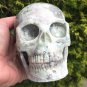 5.2" Activated Large Lavender Green White Jasper Crystal Skull Archangel Raphael Healing Sculpture