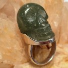 ACTIVATED Sterling Silver Nephrite Jade Crystal Skull Ring BLESSES Those Who Touch it