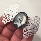 Handpainted Glitter Cameo Cuff Bracelet Full Moon Maidens Art Deco Woman Shabby BOHO Art jewelry
