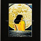 8x10 Metaphysical Golden Full Moon Goddess Print Art Deco Lady Midnight Moonlight Swim BOHO chic