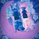 8x10 Altered Art Cat Print Singing Fairy cats crescent Moon BOHO chic Artwork Decor