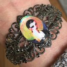 Altered Art cameo Bracelet Metaphysical Jewelry Full Moon Deco Woman Moonlight Swim