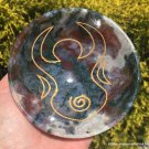 4" Large Prosperity Gemstone Bowl Earth Goddess Healing Red Plume Agate Moss Agate Quartz bowl