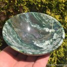 3.75" Large Plum Winter White and Green Moss Agate Bowl KARMA CLEARING Dendritic agate