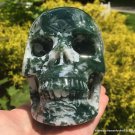 5" ACTIVATED Moss Agate Skull LARGE DRUZY Quartz Crystal Heaven and Earth Energy Manifest Abundance