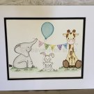 Children's Artwork Watercolor Painting Dream Big Nursery Wall Décor Elephant Giraffe Bunny Boy Girl