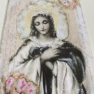 5x7 Religious Wall Art Virgin Mary Print Our Lady of Sorrows Pink Roses Glitter Accents