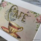 5x7 Shabby French Wall Art Tea Teacup Café Pink Roses Chic Glitter Print Accent Artwork
