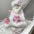 Shabby Pink Glitter Santa Clause Christmas Tree Tabletop Decor Mantel Centerpiece