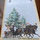 Victorian Christmas Eve Art Horse Drawn Sleigh Ride Wood and Glitter Holiday Decor