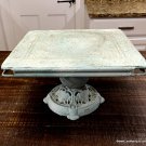 Vintage Large Chippy Painted Riser French Country Metal Tray Stand Shabby Chic