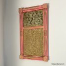 Vintage Shabby chic Hot Pink Wood Message center Cork Memo Board Office Accents