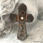Large Cross Pendant Copper Wire Wrapped Clay with Quartz crystal point