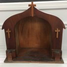 Antique Shrine Wooden Chapel Tabletop Altar Catholic Niche Vintage Statue Display Cabinet