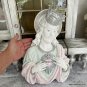 Large Jeweled Sacred Heart of Jesus with Rhinestone Crown Chalkware Wall Statue