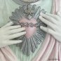Large Jeweled Sacred Heart of Jesus with Rhinestone Crown Chalkware Wall Statue